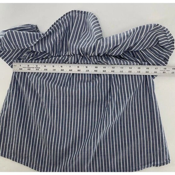 Xilaration Blue & White Striped Off Shoulder 100% Cotton Boho Blouse Festival M - Picture 5 of 8